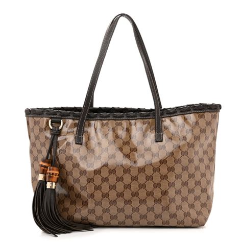 Gucci Monogram Peggy Braided Tote Wbamboo Tassels